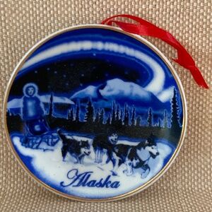 Blue Plate "Alaska" Sled Dog Christmas Ornament
